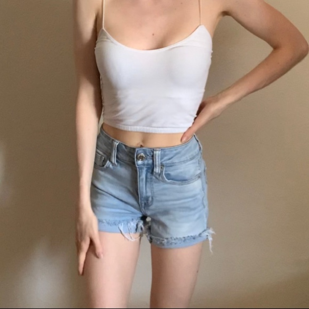 American Eagle Light Wash Denim Cutoff Shorts